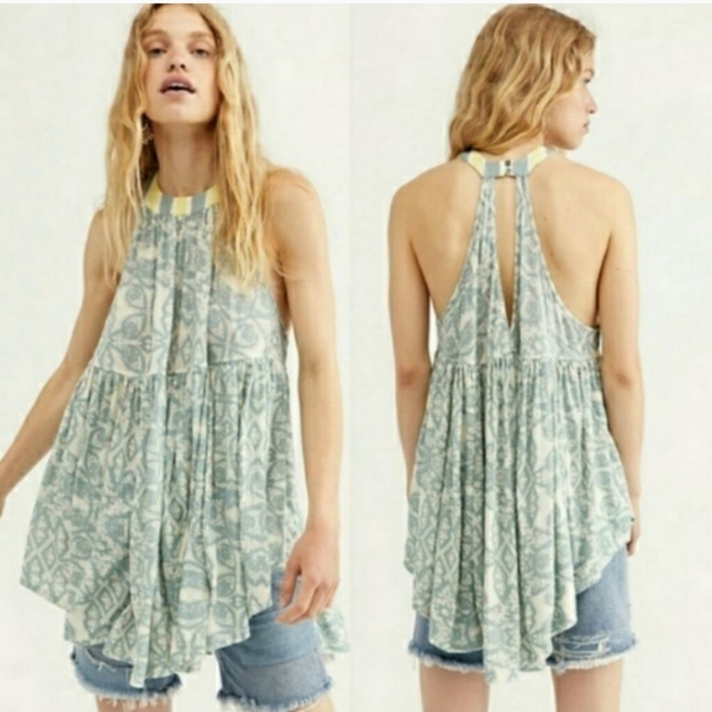 🍃Free People Tank Top Size M Flowy High Neck